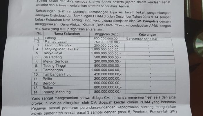 Skandal Kaporit-Tawas PDAM Tirta Bulian: Air Minum Tak Layak Diduga Didistribusikan, Kesehatan Masyarakat Teranca
