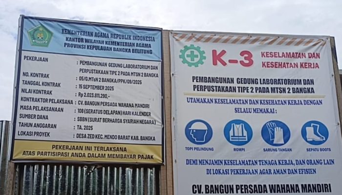 CV Bangun Persada Wahana Mandiri Disorot, Proyek MTSN 2 Bangka Tak Rampung Sesuai Kontrak