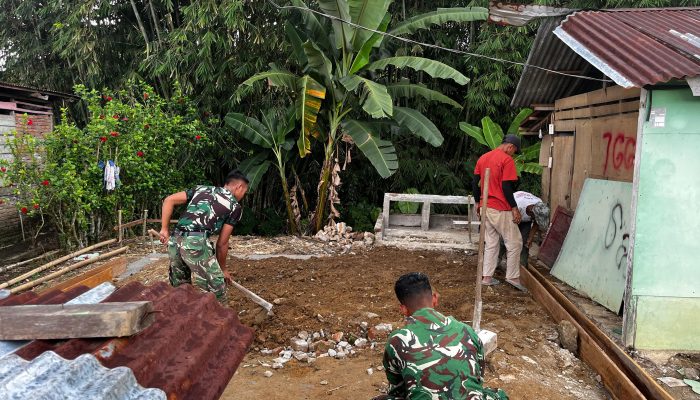 Sentuhan Harapan di Nagori Limag, Personil Satgas TMMD Ke-127 Kodim 0207/Simalungun Bangun Pondasi Rumah Warga