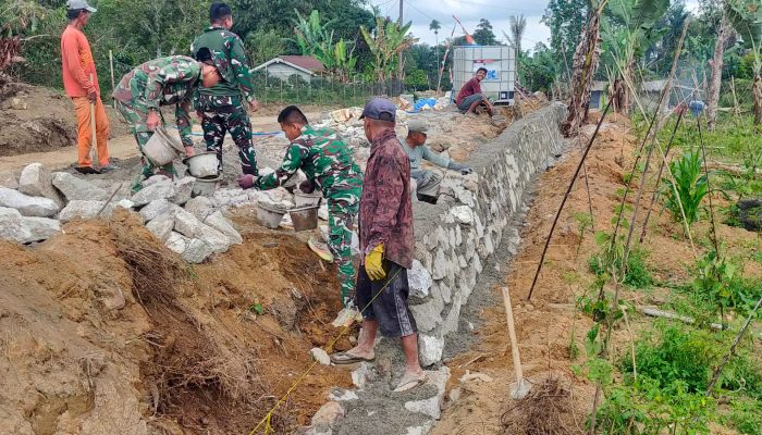 Satgas TMMD ke-127 Tancap Gas Bangun Tembok Penahan Jalan di Bahapal, Cegah Longsor dan Amankan Akses Warga