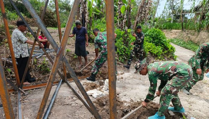 Satgas TMMD ke-127 Lanjutkan Pembangunan Pondasi Menara Tandon Air di Dame Raya